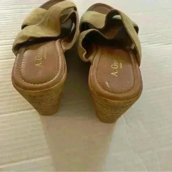 A. GIANNETTI SUEDE SANDALS Cork Wedge Size 8 - Picture 4 of 4